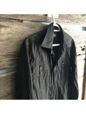 MEXX size Med Black striped button down dress shirt
